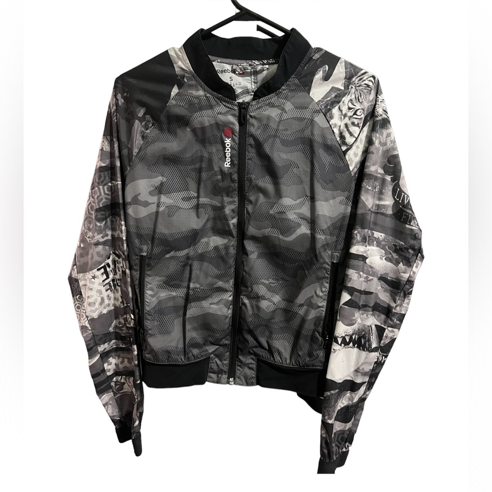 Reebook Black/Grey Camo Windbreaker Jacket